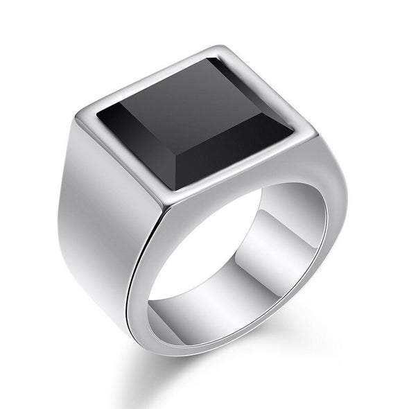 INITIO Black Onyx Square Ring