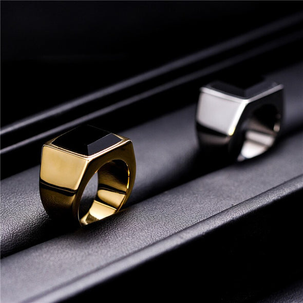 INITIO Black Onyx Square Ring