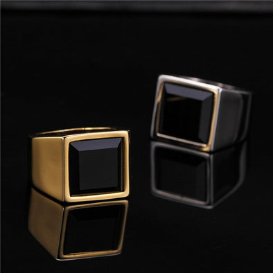 INITIO Black Onyx Square Ring