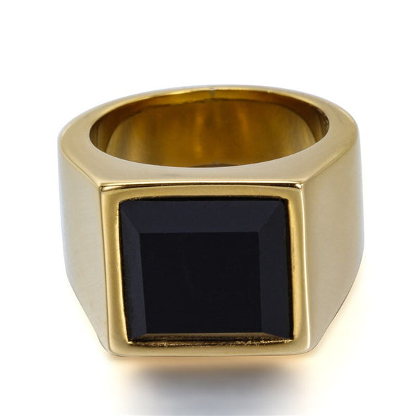 INITIO Black Onyx Square Ring
