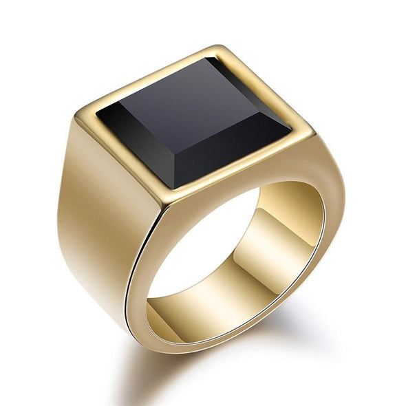INITIO Black Onyx Square Ring