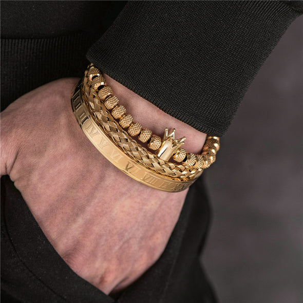 INITIO Royal Roman Crown Charm Bracelet Set