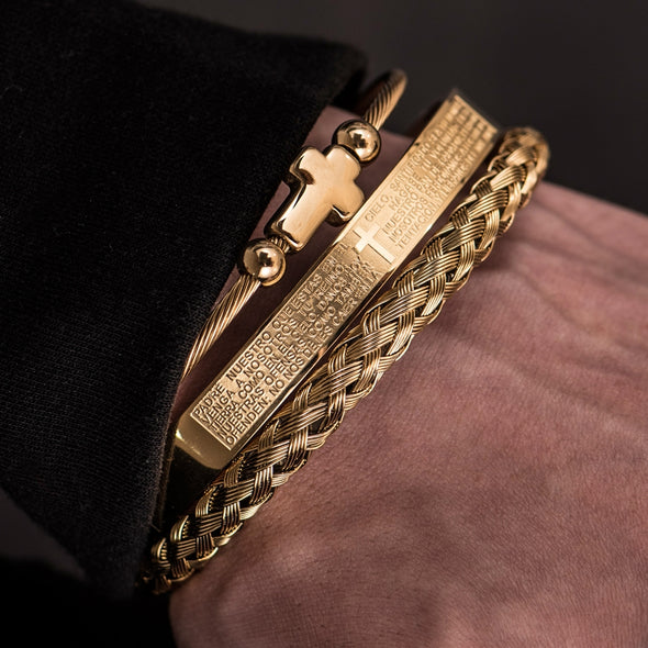 INITIO Cross Charm Bangle Bracelet Set