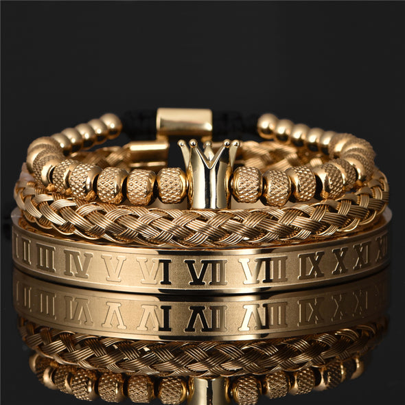 INITIO Royal Roman Crown Charm Bracelet Set